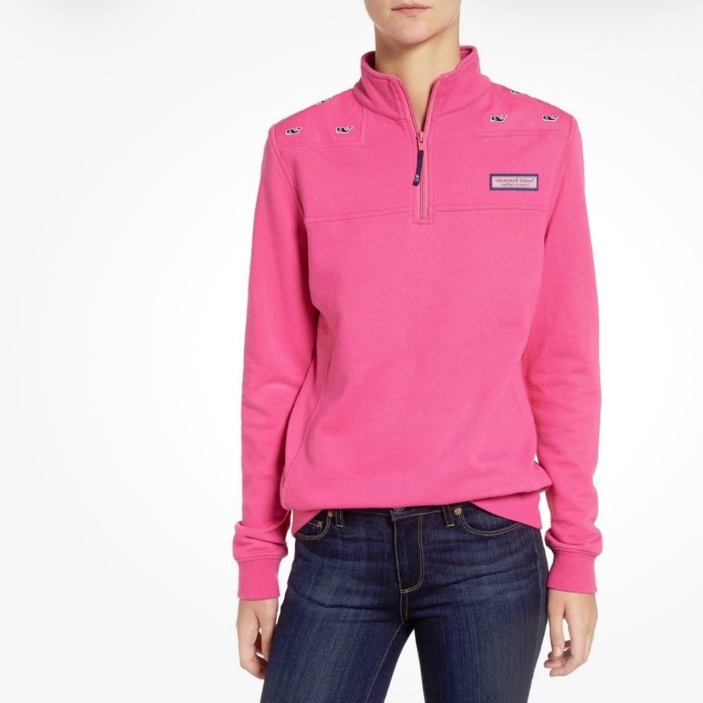 Vineyard Vines Fuchsia Quarter-Zip Pullover